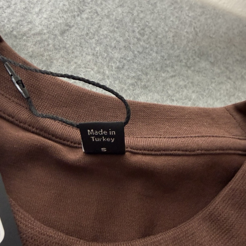 New Oner Active Cotton Relaxed Cropped T-Shirt Tee Espresso Brown Women's Small - Picture 4 of 9